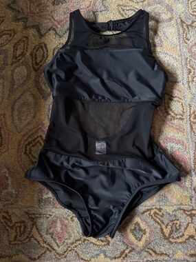 Venus Black One Piece Swim Suit Mesh Shoulders & Torso - Size 4 New without Tag